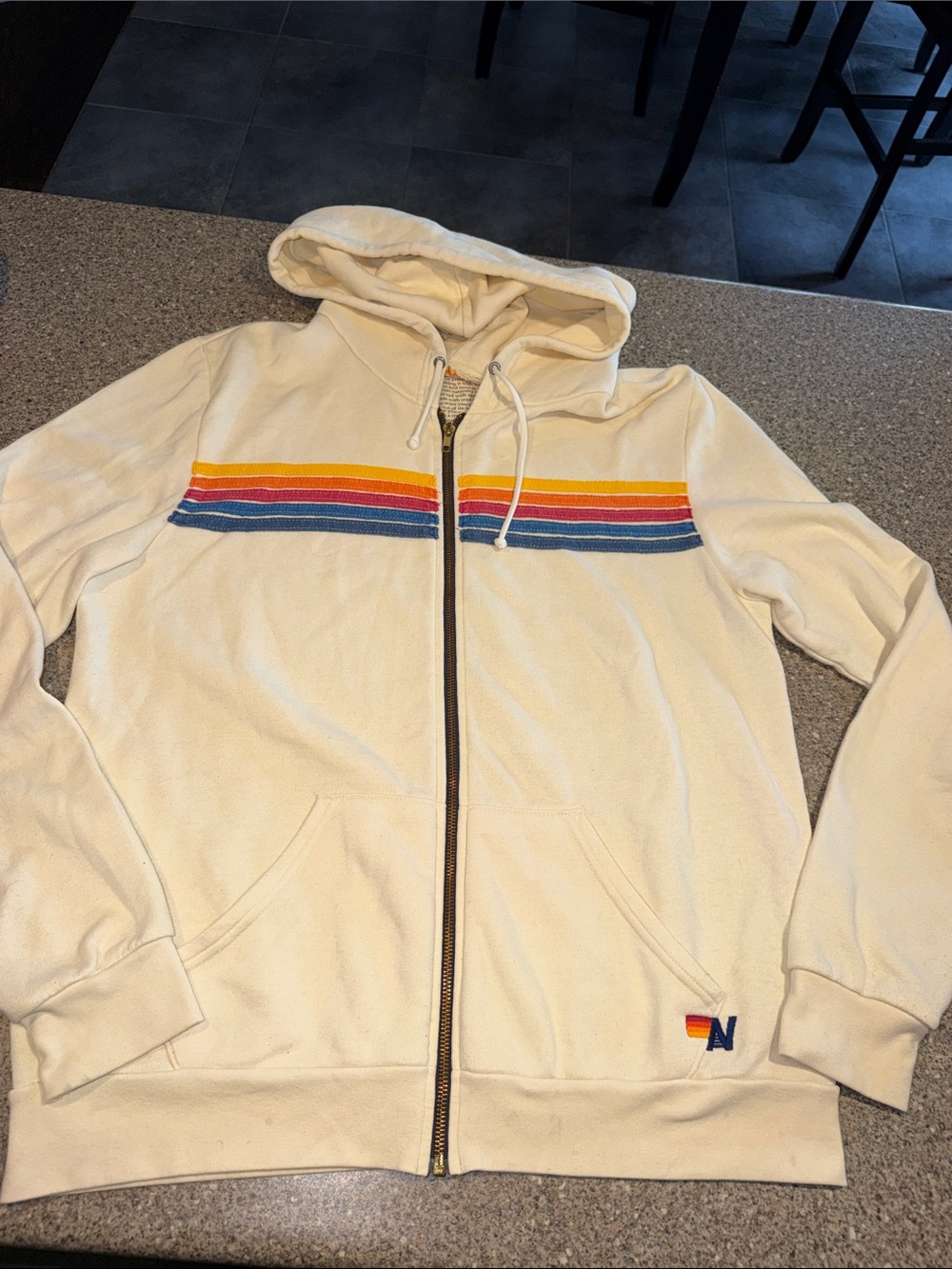 Aviator Nation Cream Zip-Up Hoodie -unisex sizing